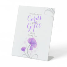 Tabla de regalo de boda púrpura de flores de color