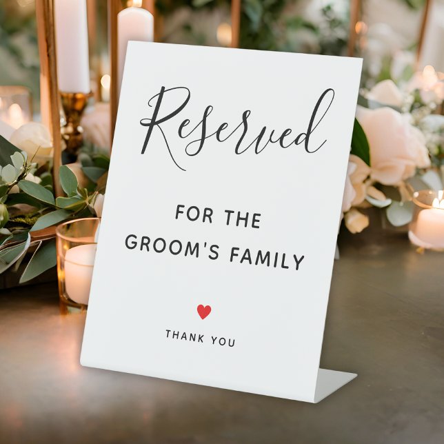 Expositor En L Tabla reservada de Boda de guiones Groom (Script Wedding Groom's Family Reserved Table Pedestal Sign
)