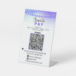 Expositor En L ~* Tabla Tent PAY código QR Tabletop Rótulo Pedest