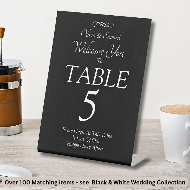 Expositor En L Table Number, Acrylic Pedestal Sign Black White (Subido por el creador)