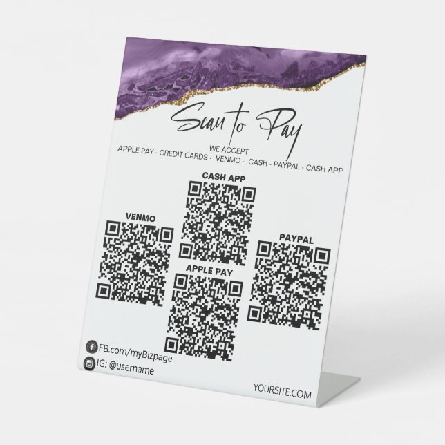 Expositor En L *~* Tabletop 4 QR PAYMENTS Tabla de Ametría de Tie (Anverso)