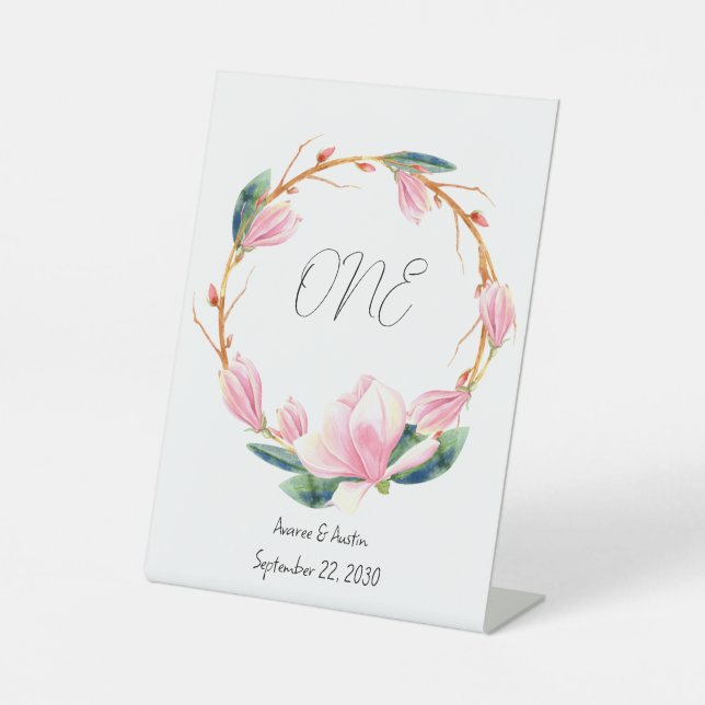 Expositor En L Tabletop de Magnolias Rosadas (Anverso)