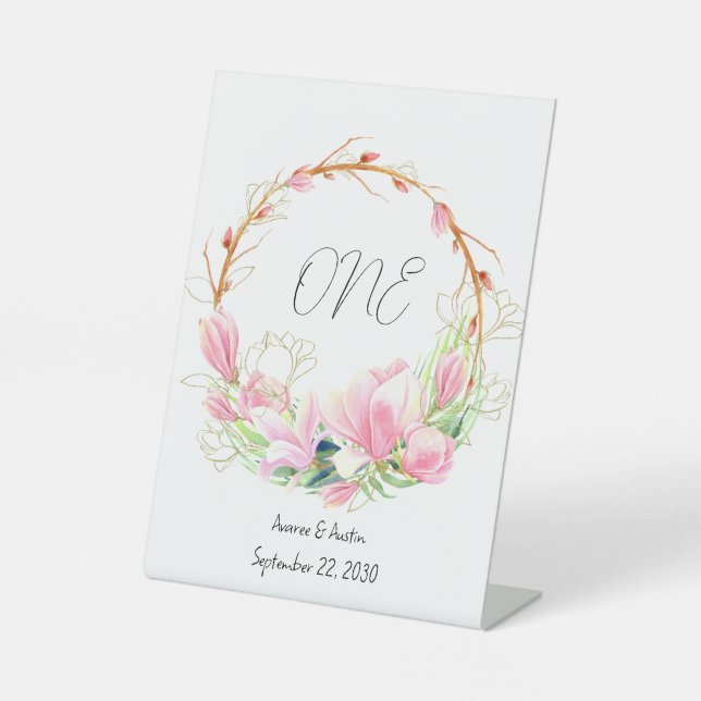 Expositor En L Tabletop de Magnolias Rosadas (Anverso)