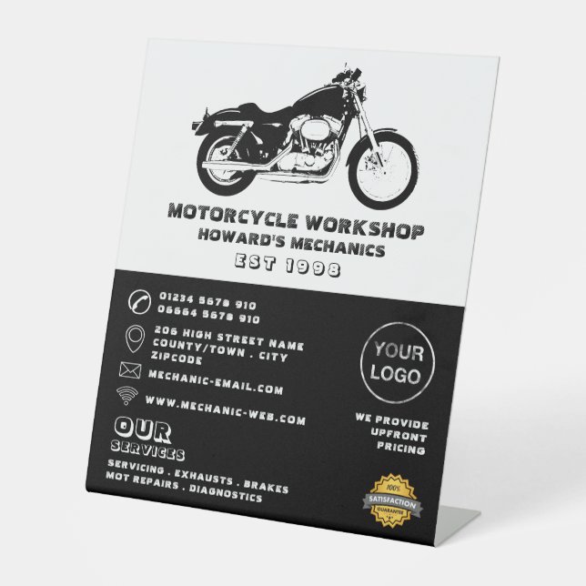 Expositor En L Taller sobre motocicletas, publicidad mecánica y d (Anverso)