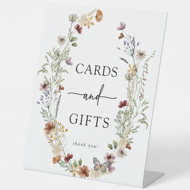 Expositor En L Tarjeta Boho y regalos (Elegant Boho Wildflower Card and Gifts Pedestal Sign by Painted Paperie
)