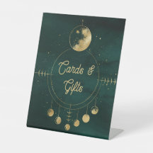 Tarjeta de Boda y Regalos Luna Dorada Esmeralda Ce