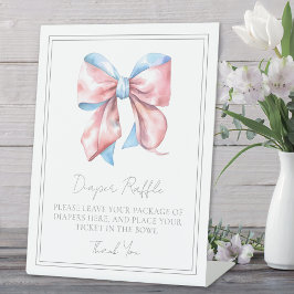 Expositor En L Tarjeta de cierre Baby Shower Bow Diaper Raffle