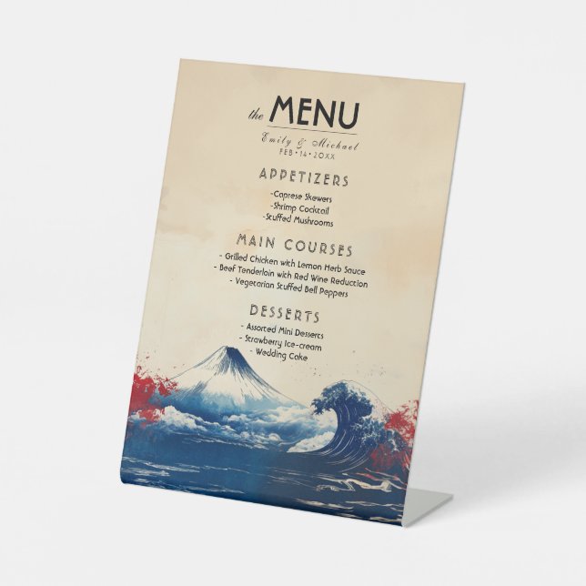Expositor En L Tarjeta de menú Armonía japonesa con Fuji (Anverso)