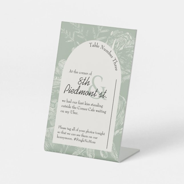 Expositor En L Tarjeta de mesa de boda con línea arqueada (Anverso)