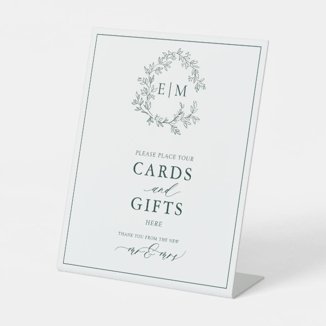 Expositor En L Tarjeta de Monograma y Regalos de Escudo de Leafy  (Anverso)