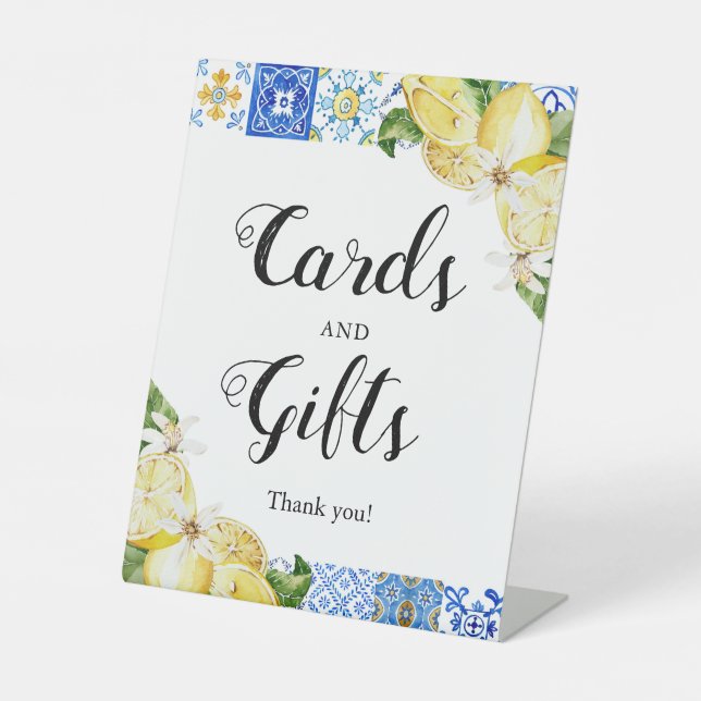 Expositor En L Tarjeta de mosaico azul mediterráneo y Rótulo de r (Anverso)