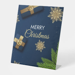 Expositor En L Tarjeta de Navidades Golden Snowflakes, Feliz Navi