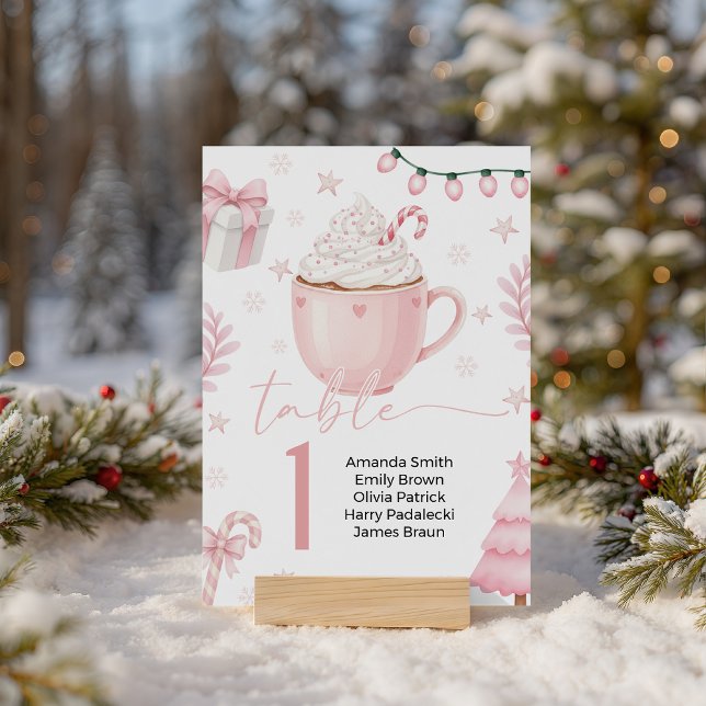 Expositor En L Tarjeta de número de mesa de invierno rosa (Subido por el creador)