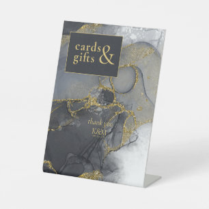 Expositor En L Tarjeta de oro y regalo de carbón de tinta morada