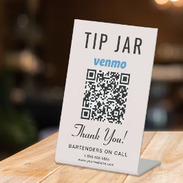 Expositor En L Tarjeta de Propina Código QR Venmo Rosa