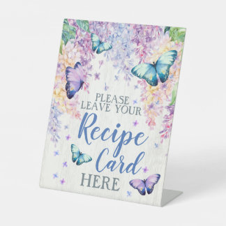 Expositor En L Tarjeta de Receta de Lilac y Mariposa Rótulo Peato