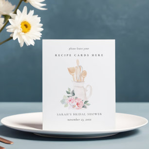 Expositor En L Tarjeta de receta floral Rubor Utensis Ducha nupci