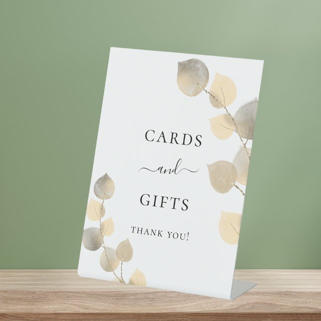 Expositor En L Tarjeta de regalo de eucalipto dorado para boda (Subido por el creador)