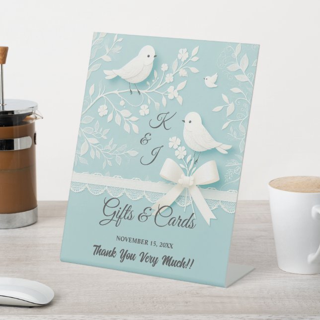 Expositor En L Tarjeta de Regalos de Boda Verde azulada pálida Ro (In Situ)