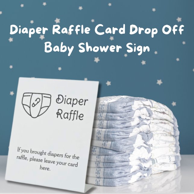 Expositor En L Tarjeta Diaper Raffle Descarga Rótulo Baby Shower (Diaper Raffle Card Drop Off Baby Shower Pedestal Sign)