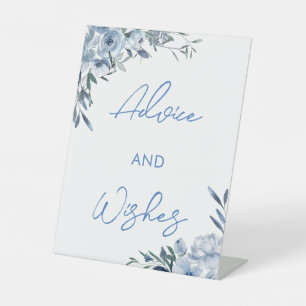 Expositor En L Tarjeta floral de elegante polvo azul y letrero de
