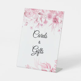 Expositor En L Tarjeta floral rosa Baby Shower y regalos