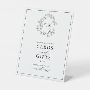 Expositor En L Tarjeta Monograma y Regalos de Escudo de Leafy Neg