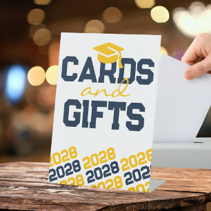 Expositor En L Tarjeta Naval y Dorada y Regalos Mesa de Graduació