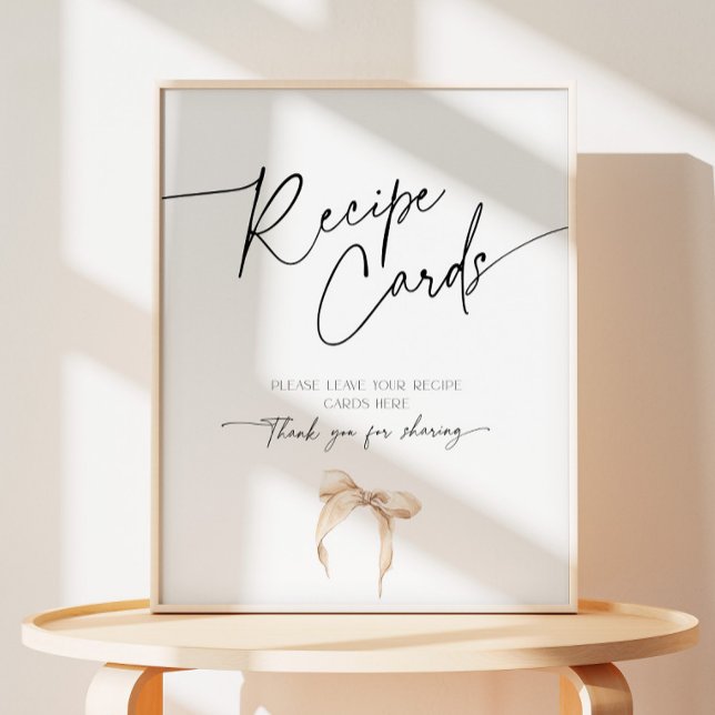 Expositor En L Tarjeta recetaria Beige Bow Bridal Shower Tying Kn (Subido por el creador)