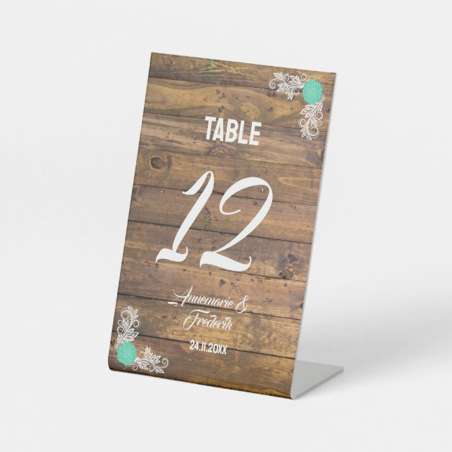 Expositor En L Tarjeta Rustic Wood Outdoor Boda Place (Anverso)