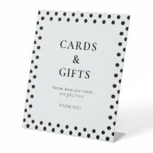 Tarjeta y regalo de ducha nupcial de lunares en bl