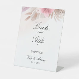 Expositor En L Tarjeta y Regalo Elegante Pampas Boho Rosa Chica 