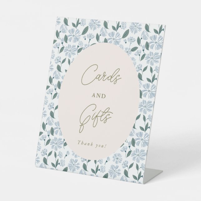 Expositor En L Tarjetas azules y oscuras y regalos Rótulo Pedesto (Anverso)