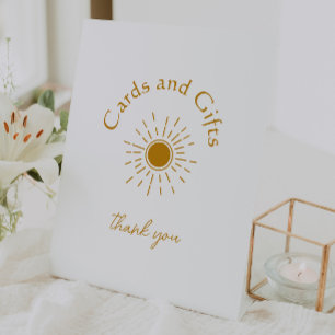 Expositor En L Tarjetas Baby Shower Boho Sunshine y regalos