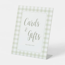 Expositor En L Tarjetas Baby Shower Light Sage Green Gingham