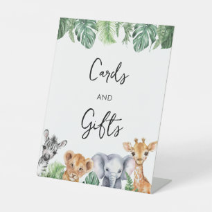 Expositor En L Tarjetas Baby Shower Safari de color de agua y reg