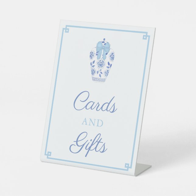 Expositor En L Tarjetas Baby Shower Y Regalos Chinoiserie Blue Wh (Anverso)