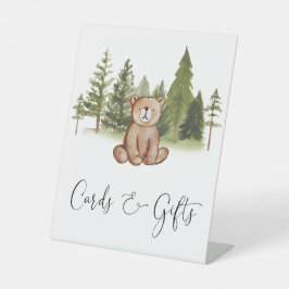 Expositor En L Tarjetas Baby Shower y regalos para oso Woodland