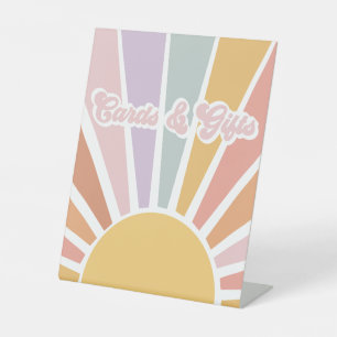 Expositor En L Tarjetas Baby Shower y regalos Retro Sunshine Groo