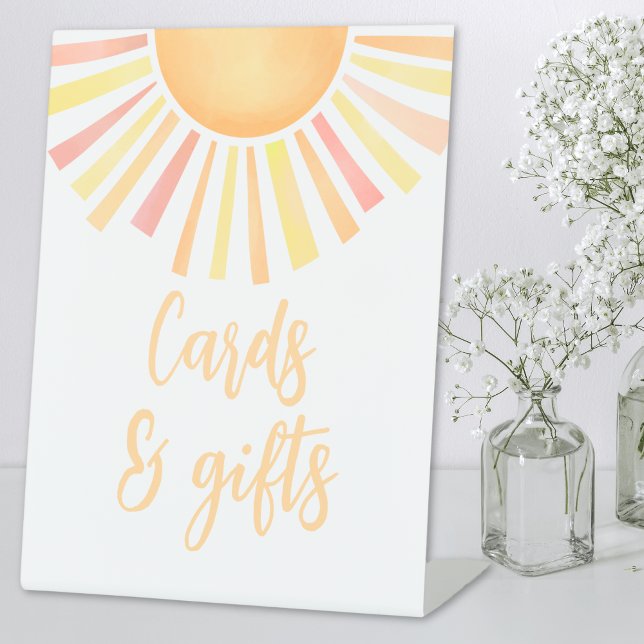 Expositor En L Tarjetas Baby Shower Y Regalos Sunshine Boho Sun (Sunshine Boho Sun Baby Shower Cards And Gifts Pedestal Sign)