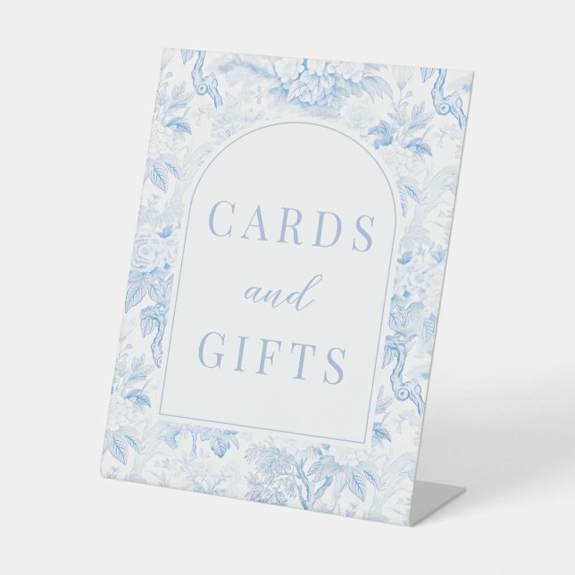 Expositor En L Tarjetas bodas de porcelana chinoiserie azul y reg (Anverso)