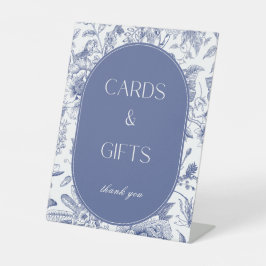 Expositor En L Tarjetas Chinoiserie azul blanco y Rótulo de mesa