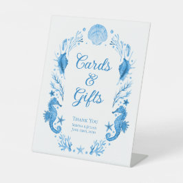 Expositor En L Tarjetas Costeras de Acuarela Azul Regalos Boda