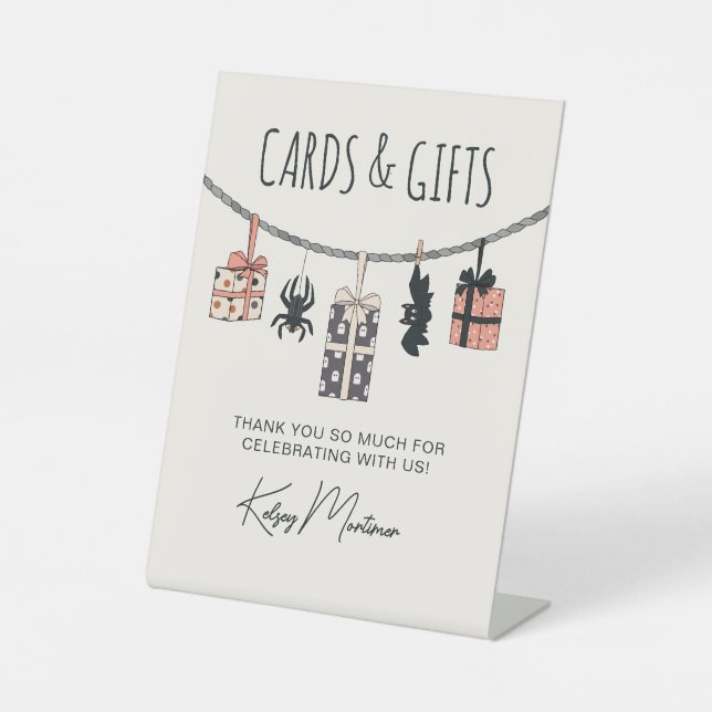 Expositor En L Tarjetas de Baby Shower y regalos de Halloween ros (Anverso)