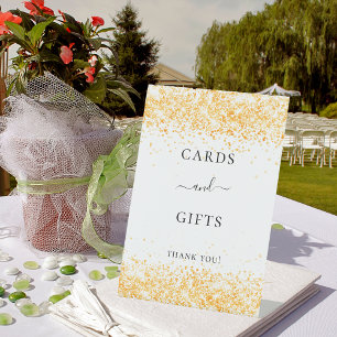 Expositor En L Tarjetas de confeti de oro blanco regalos signo