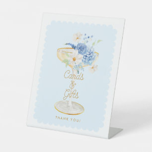 Expositor En L Tarjetas de ducha azul floral para novias y regalo