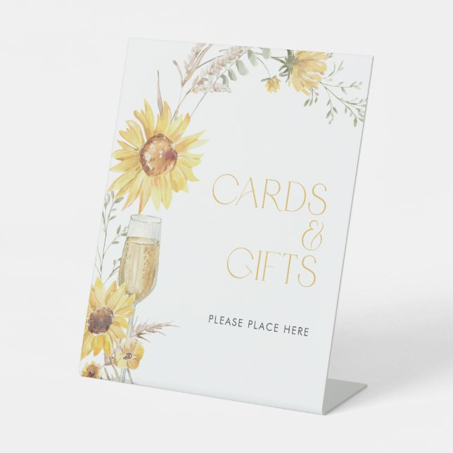 Expositor En L Tarjetas de ducha Boho Sunflower Bridal (Anverso)