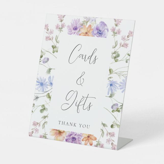 Expositor En L Tarjetas de ducha de flores silvestres y Rótulo de (Anverso)