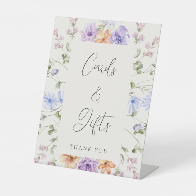 Expositor En L Tarjetas de ducha de flores silvestres y Rótulo de (Anverso)