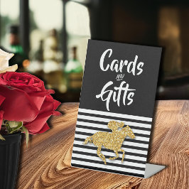 Expositor En L Tarjetas de ducha para novias Gold Racehorse y reg